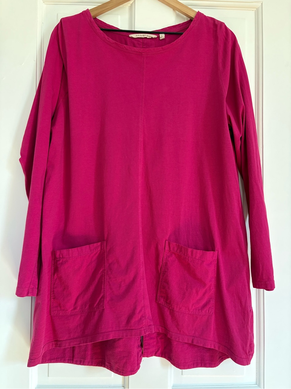 Soft Surroundings Tunic Top Women Fuchsia Pink Pockets Casual Effortless Chic L